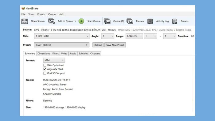 The features of HandBrake software - intuitive interface