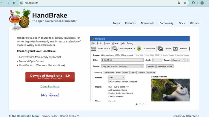 Hướng dẫn tải và cài đặt HandBrake - bước 1