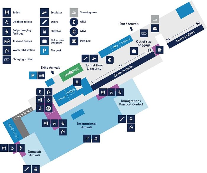 Ground Floor Layout of the Bristol Airport Passenger Terminal