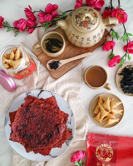 Traditional Malaysian cuisine during the Lunar New Year celebrations.