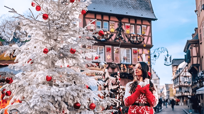 Capture the vibrant European Christmas scenery