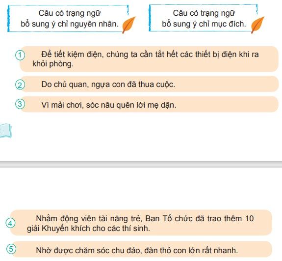 Trạng ngữ chỉ mục đích và nguyên nhân