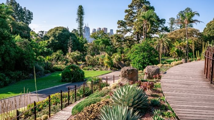 Scenic views of the Royal Botanic Gardens in Melbourne