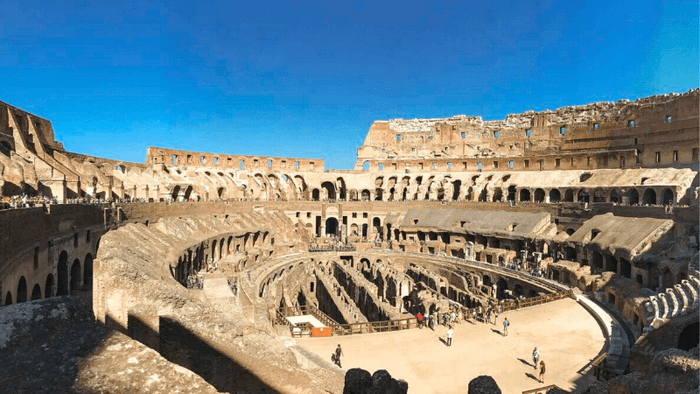 A Full View of the Seating Area Inside the Roman Colosseum in Italy