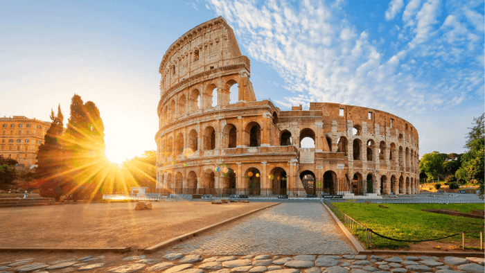 The Exterior Architecture of the Roman Colosseum in Italy