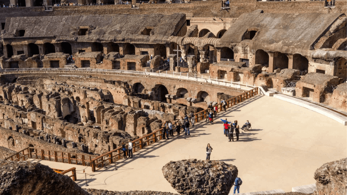 The Architecture of the Arena Inside the Roman Colosseum in Italy