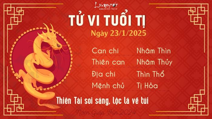 Tử vi hàng ngày 23/1/2025 - Tị