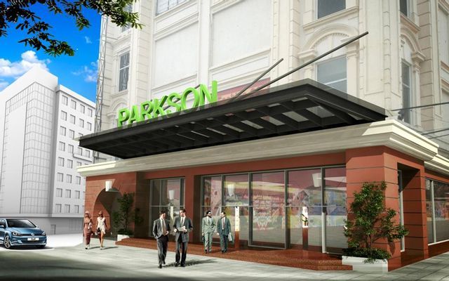 Another perspective of Parkson Mall in Da Nang, highlighting its sleek architecture and inviting shopping spaces.
