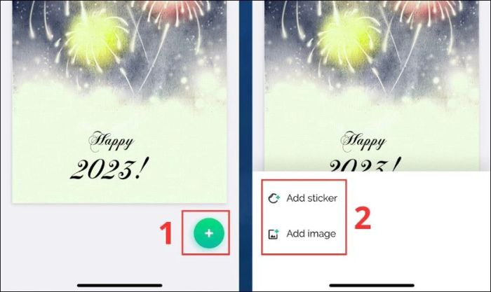 Sử dụng Add sticker hoặc Add image để tùy chỉnh thiết kế