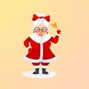 Biểu tượng bà già Noel đáng yêu và nhí nhảnh, tạo nên không gian lễ hội vui tươi và đầy màu sắc