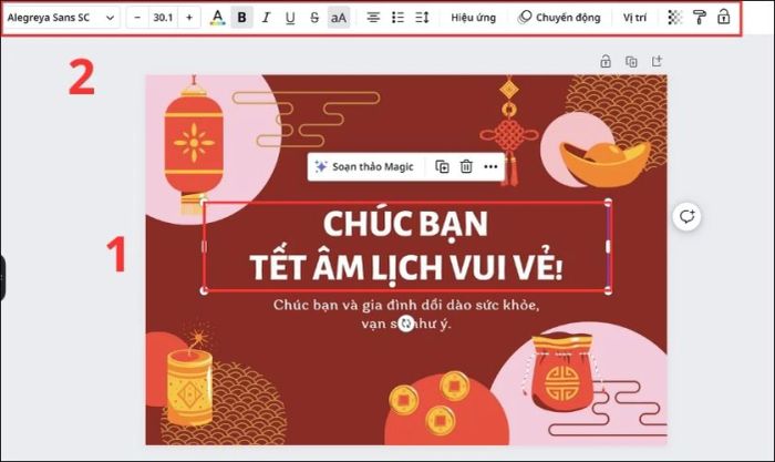 Tùy chỉnh văn bản thông qua thanh công cụ