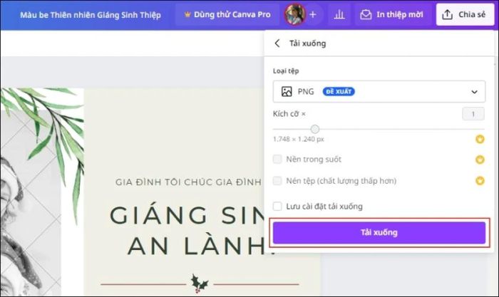 hướng dẫn chọn định dạng tệp khi tải xuống