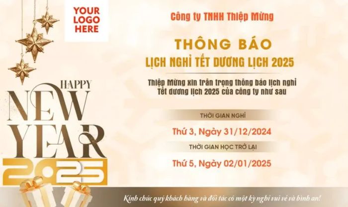 Mẫu banner thông báo nghỉ Tết Dương Lịch dành cho công ty