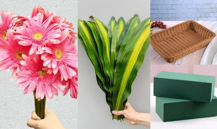 Danh sách nguyên liệu cần thiết để cắm hoa hình chữ L