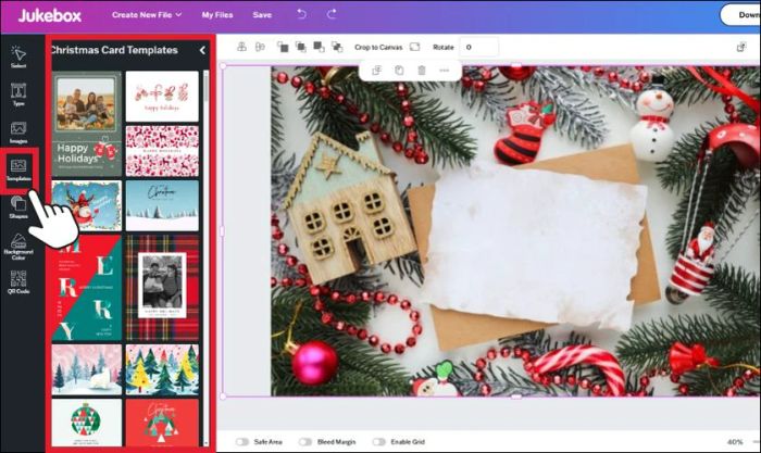 Tham khảo và chọn mẫu thiệp Giáng Sinh có sẵn trong mục Templates