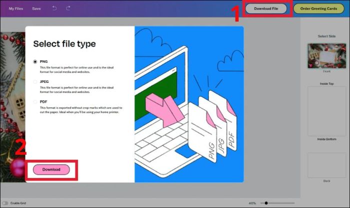 Tải về hình ảnh thiết kế của bạn và sẵn sàng gửi tặng trực tuyến