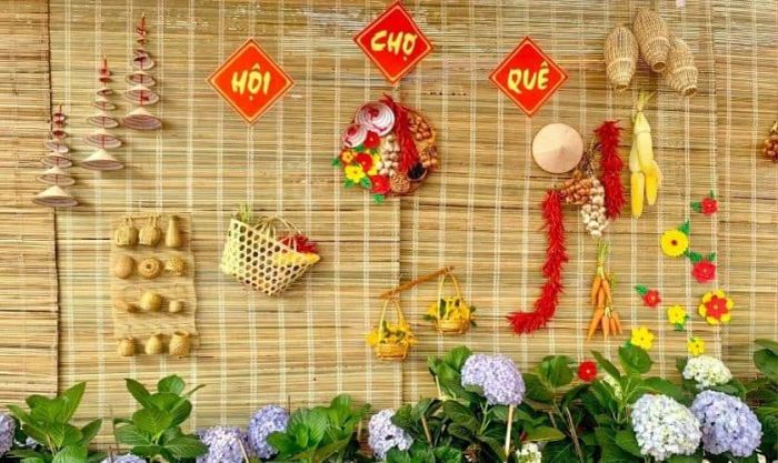 Cách trang trí gian hàng Tết đơn giản
