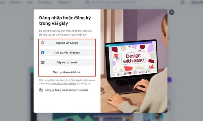 cách đăng ký tài khoản Canva, hướng dẫn làm thiệp Giáng Sinh trực tuyến trên máy tính