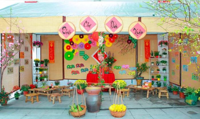 Cách trang trí gian hàng Tết mầm non