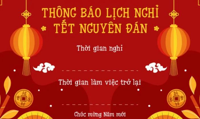 Thiết kế banner thông báo nghỉ Tết 2025 phù hợp với cửa hàng