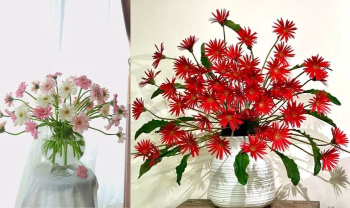 Hướng dẫn cắm hoa đồng tiền ngày Tết kiểu hình dẻ quạt
