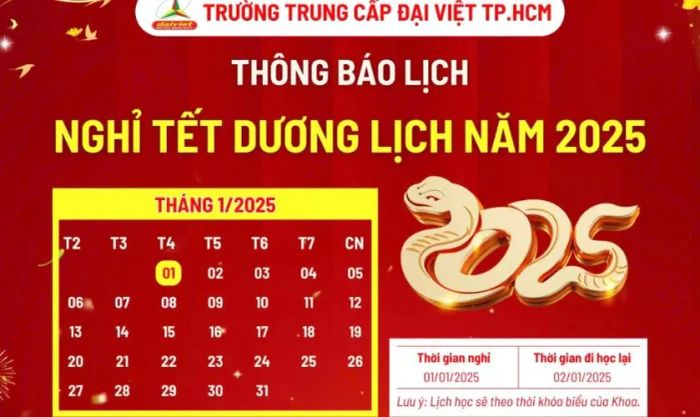 Thiết kế banner thông báo nghỉ Tết Dương Lịch dành cho trường học