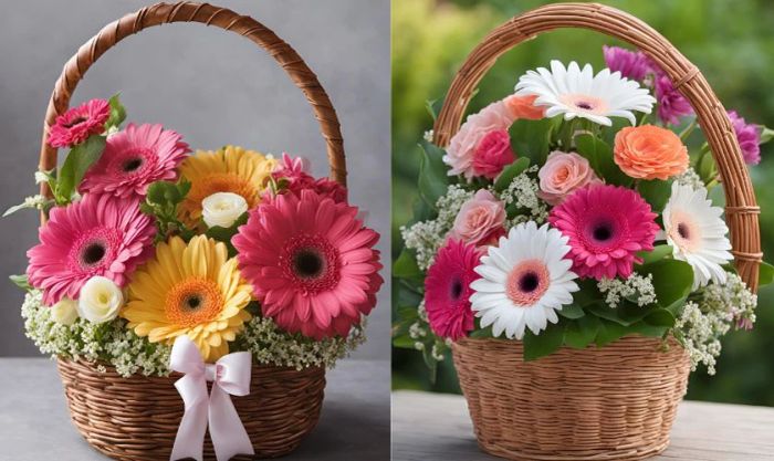 Hướng dẫn cắm hoa đồng tiền ngày Tết kiểu vòm trong giỏ mây