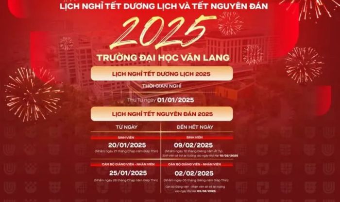 Banner thông báo nghỉ Tết Dương Lịch 2025 phù hợp với trường