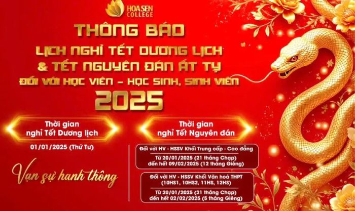 Banner thông báo nghỉ Tết Dương Lịch được thiết kế riêng cho trường