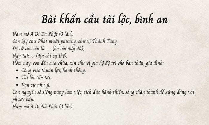 Lời khấn cầu bình an, tài lộc khi đến chùa vào dịp đầu năm.