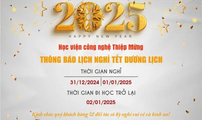 Mẫu banner thông báo nghỉ Tết Dương Lịch 2025 dành riêng cho trường học