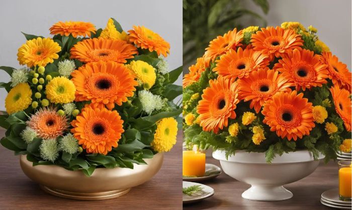 Hướng dẫn cắm hoa đồng tiền ngày Tết kết hợp với cúc vàng