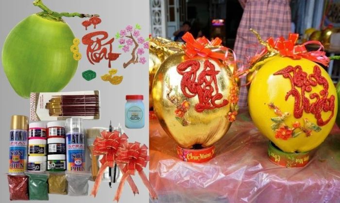 Danh sách các vật liệu cần thiết để trang trí dừa Tết theo phong cách sáng tạo