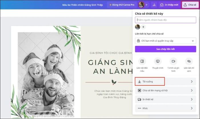 tải xuống thiệp Noel trực tuyến đã thiết kế