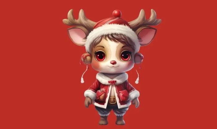 Hình ảnh tuần lộc Giáng sinh trong phong cách hoạt hình, chibi dễ thương