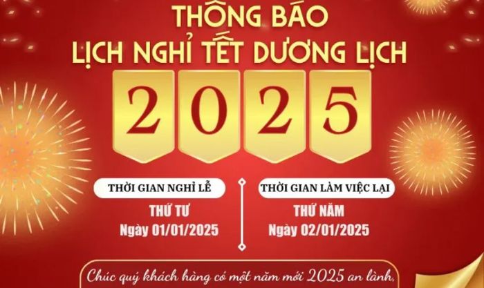 Mẫu banner thông báo nghỉ Tết Dương Lịch 2025 dành cho quán