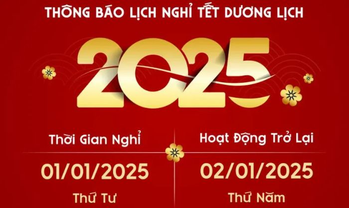 Mẫu banner thông báo nghỉ Tết Dương Lịch 2025 đẹp mắt dành cho công ty