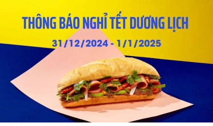 Mẫu banner thông báo nghỉ Tết Dương Lịch 2025 phù hợp với nhà hàng