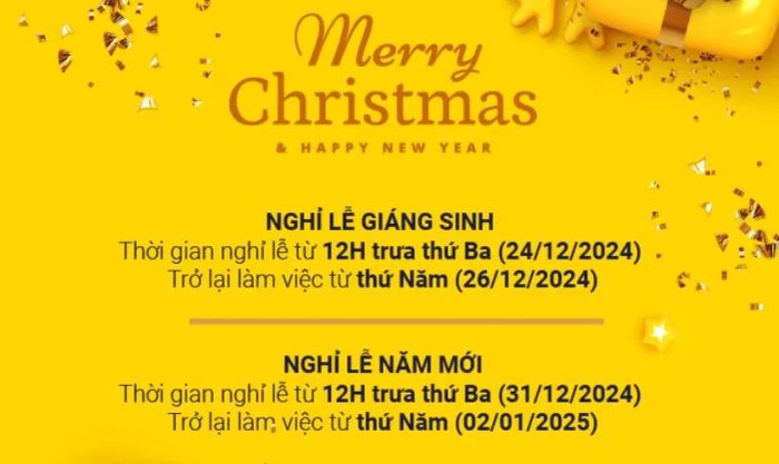 Banner thông báo nghỉ Tết Dương Lịch với phong cách đơn giản dành cho công ty