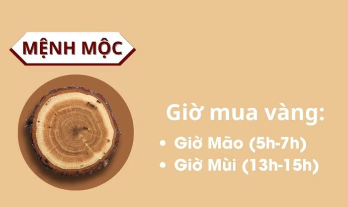 Thời gian mua vàng ngày vía Thần Tài tốt nhất dành cho người mệnh Mộc