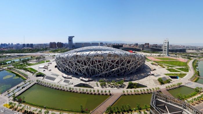 The unique architecture of the Bird's Nest Stadium