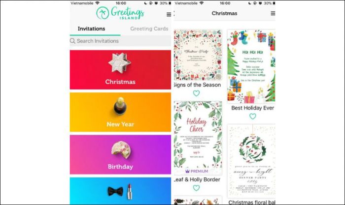 Mở ứng dụng Greetings Island và chọn thiết kế phù hợp với nhu cầu của bạn