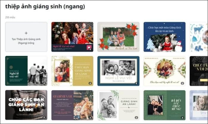 cách lựa chọn mẫu thiệp Giáng Sinh trực tuyến trên máy tính ưng ý để thiết kế