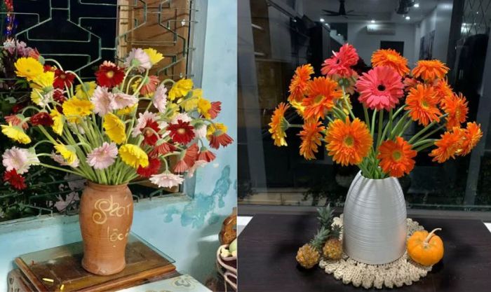 Mẫu cắm hoa đồng tiền ngày Tết 2025 đơn giản và dễ thực hiện