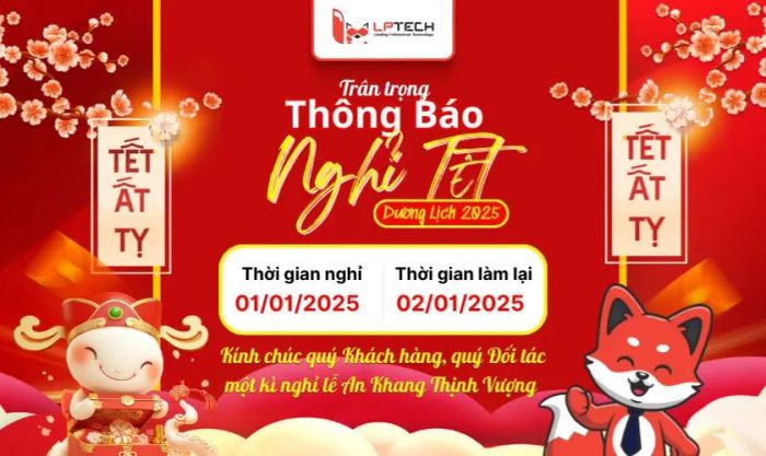 Banner thông báo nghỉ Tết Dương Lịch được thiết kế riêng cho công ty
