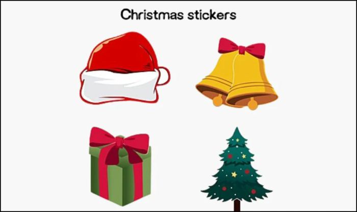 Sticker Giáng sinh với các biểu tượng Noel đơn giản và tinh tế