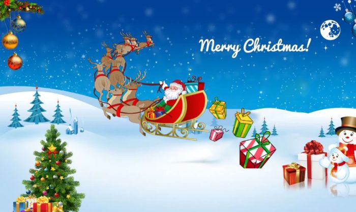 Mẫu thiệp Giáng Sinh với hình ông già Noel đáng yêu