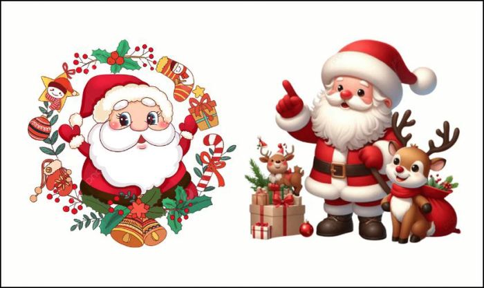 Sticker Giáng sinh với hình ông già Noel như hề vui nhộn