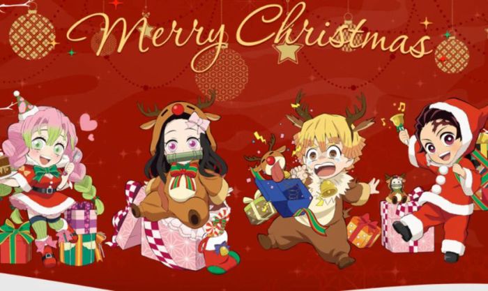 Thiệp Giáng Sinh với phong cách hoạt hình chibi