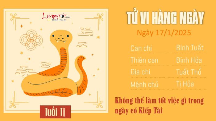 Tử vi hàng ngày 17/1/2025 của 12 con giáp - Tuổi Tị